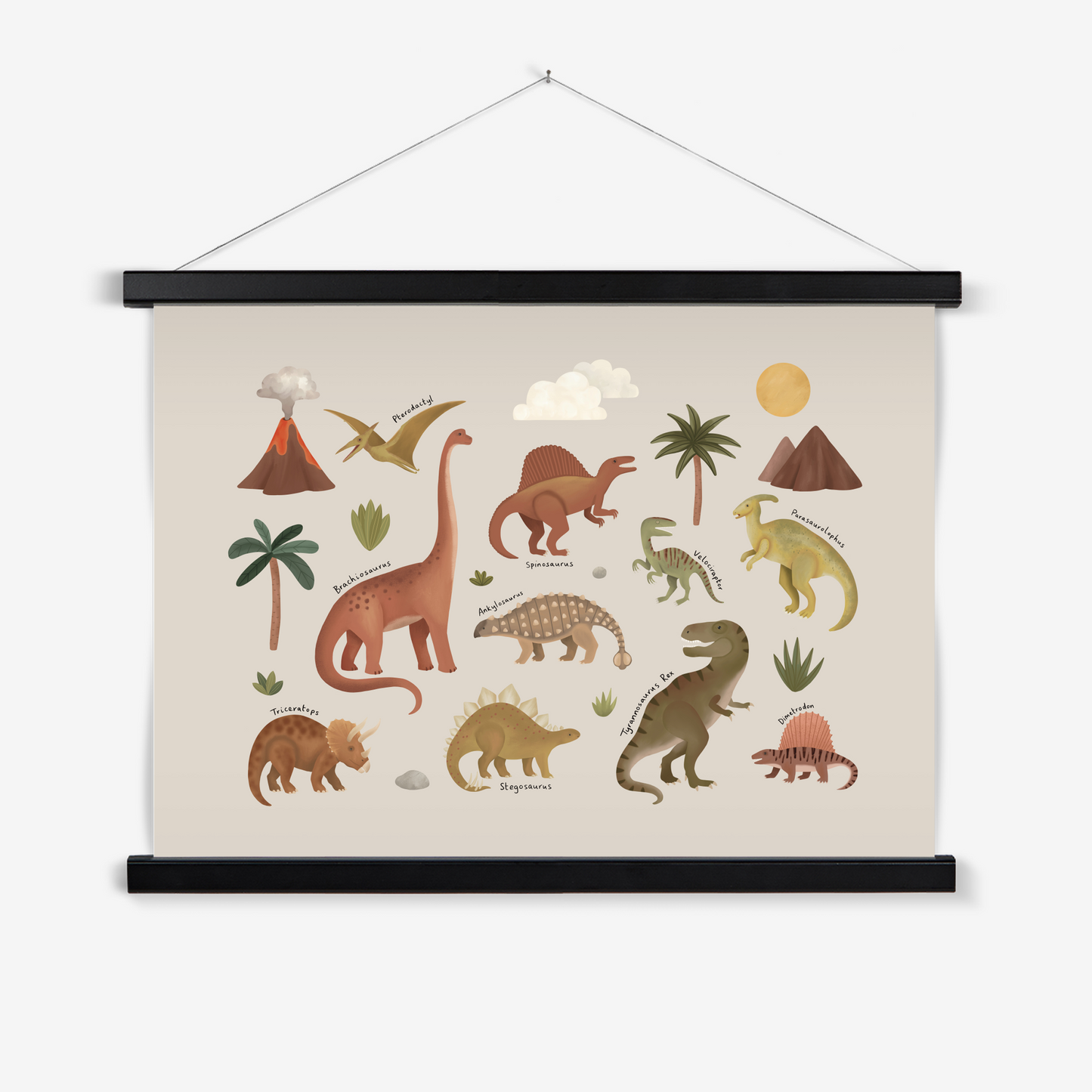Dinosaurs in stone / Print with Hanger
