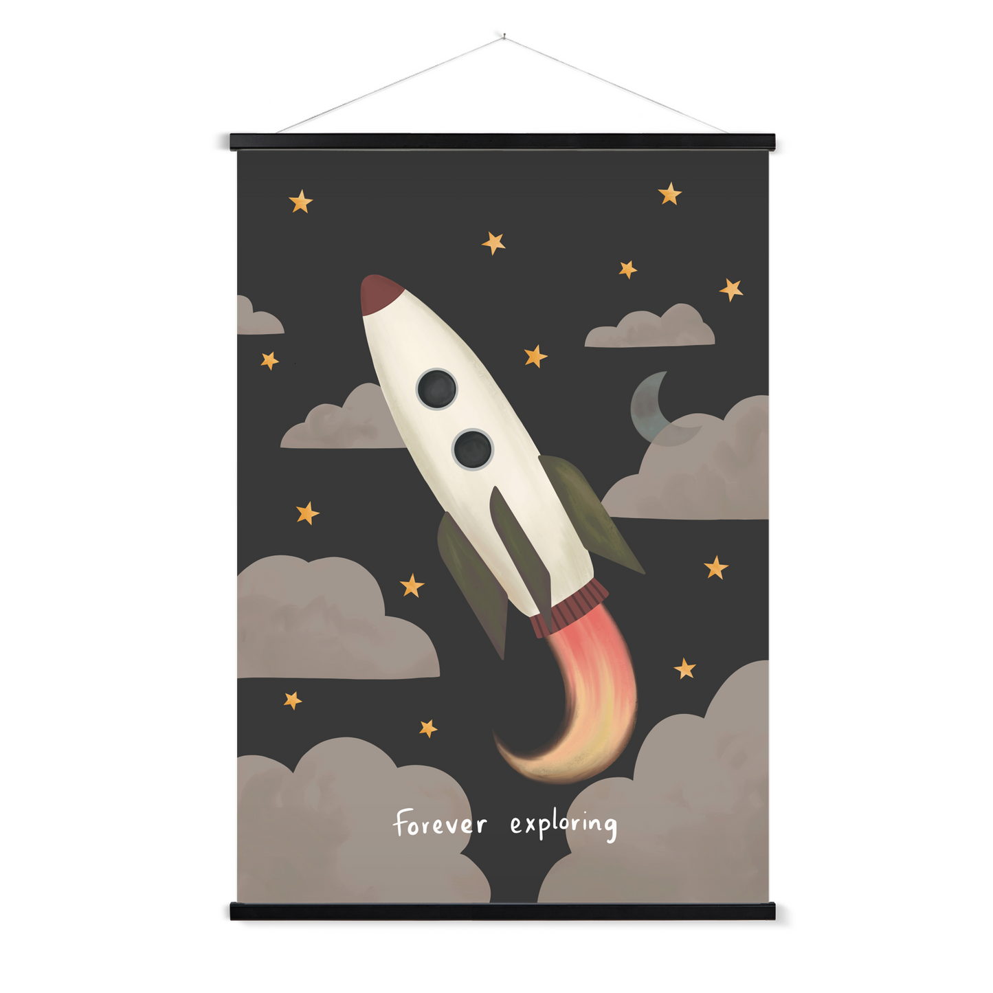 Forever Exploring in black / Print with Hanger