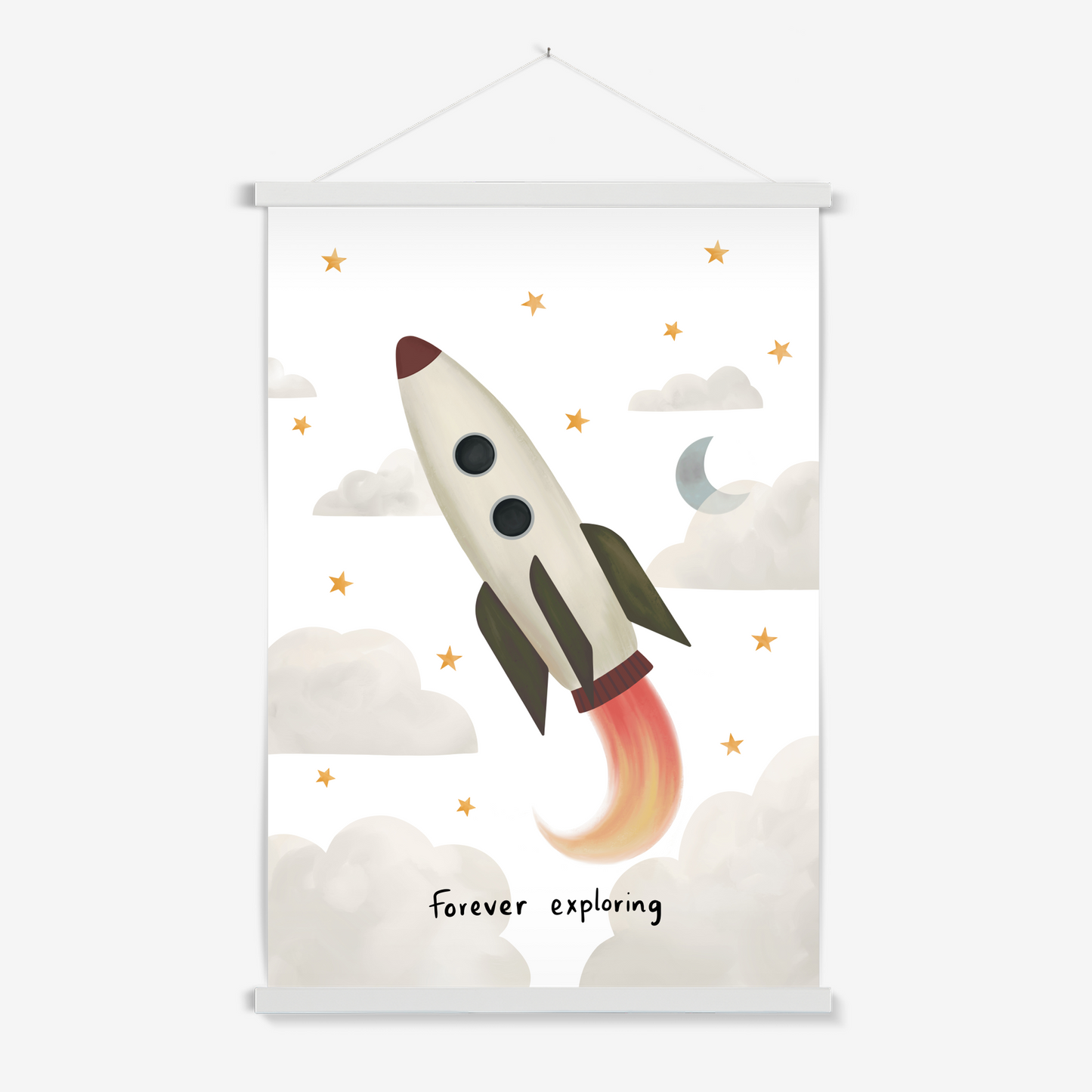 Forever Exploring in white / Print with Hanger