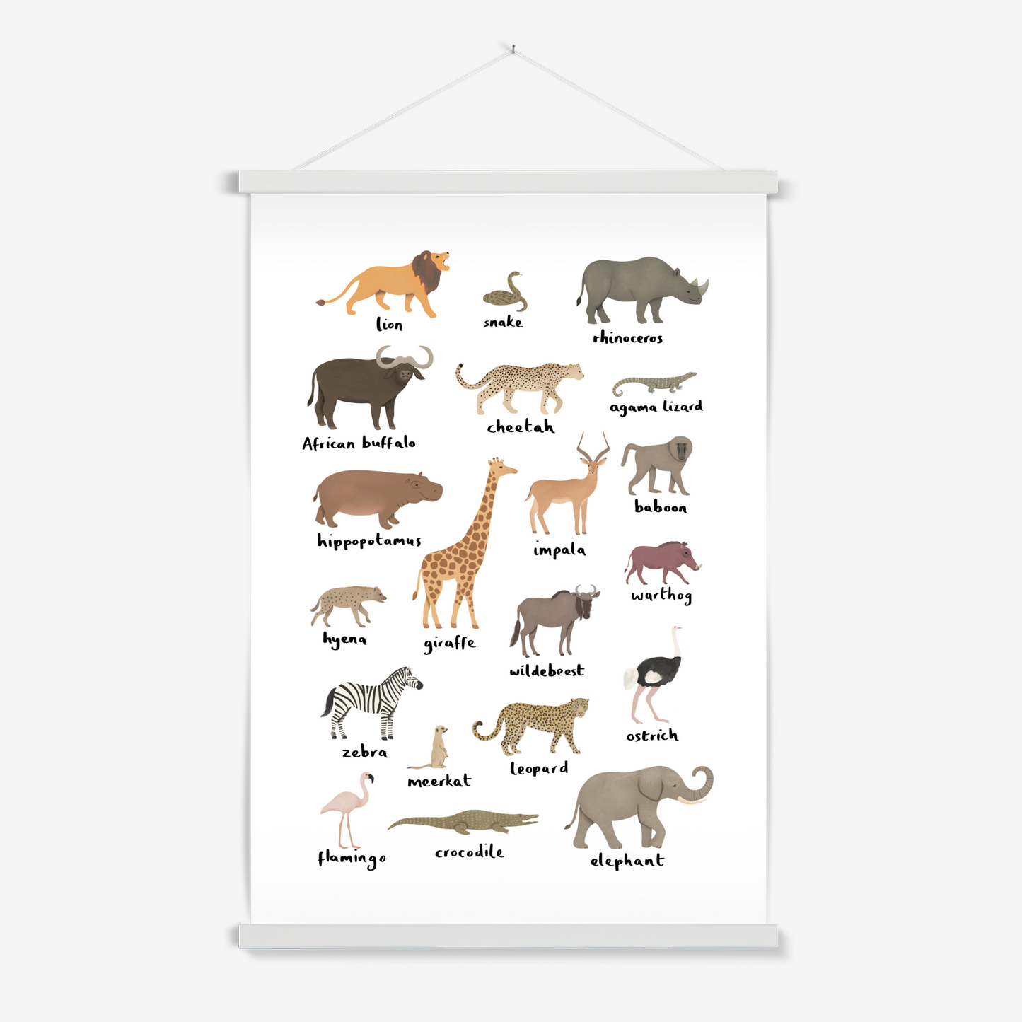 Safari animal chart / Print with Hanger