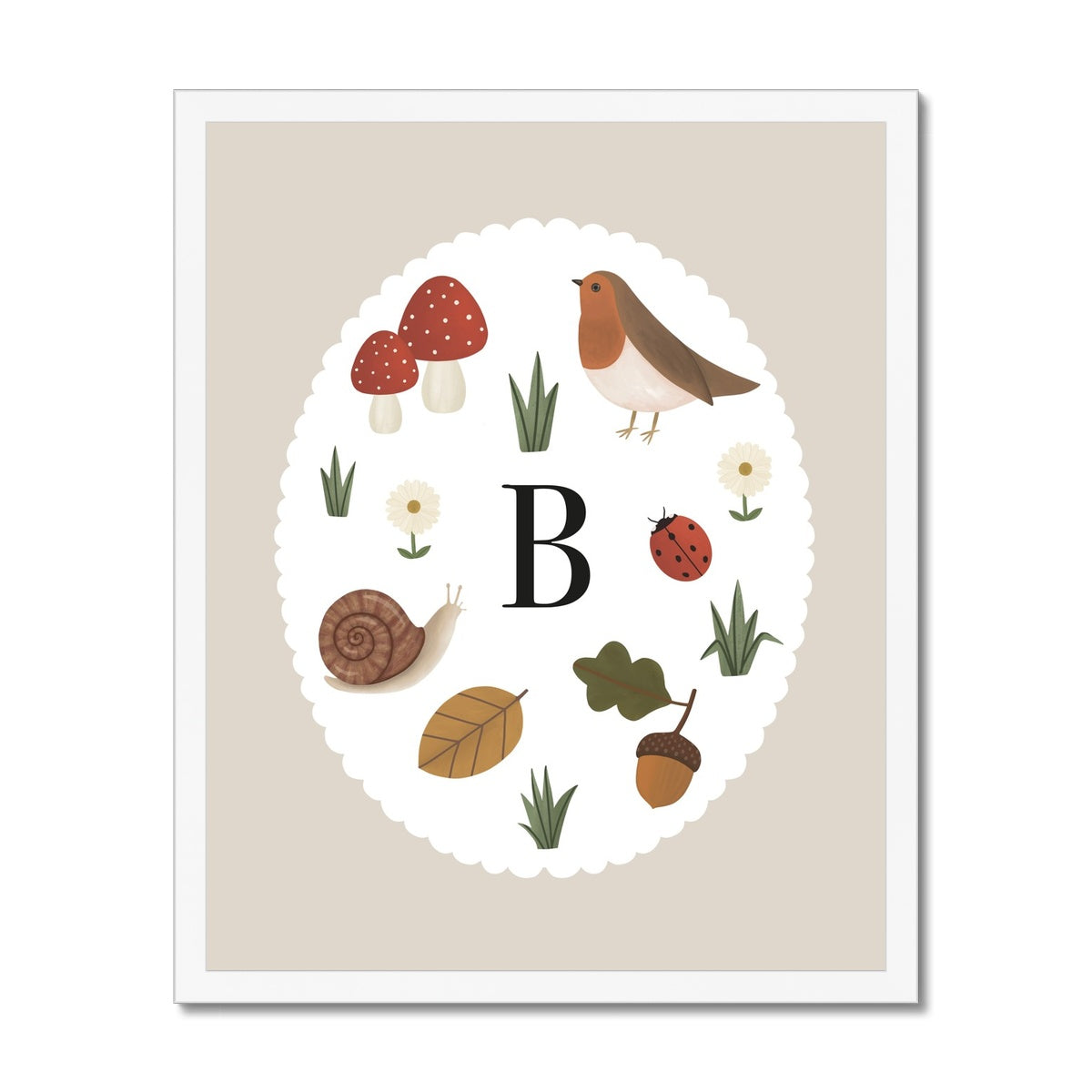 Personalised Woodland in stone / Framed Print