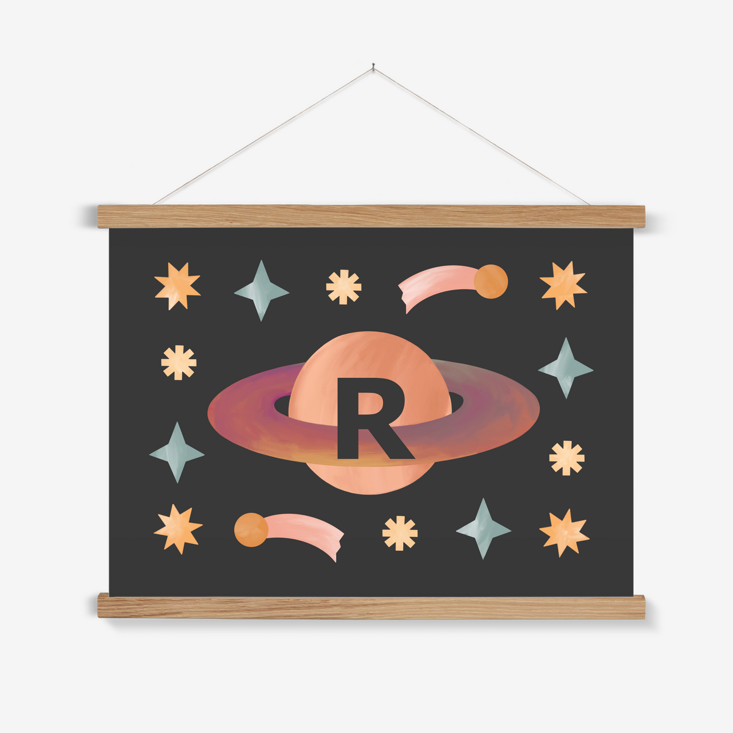 Personalised Planet in black / Print with Hanger