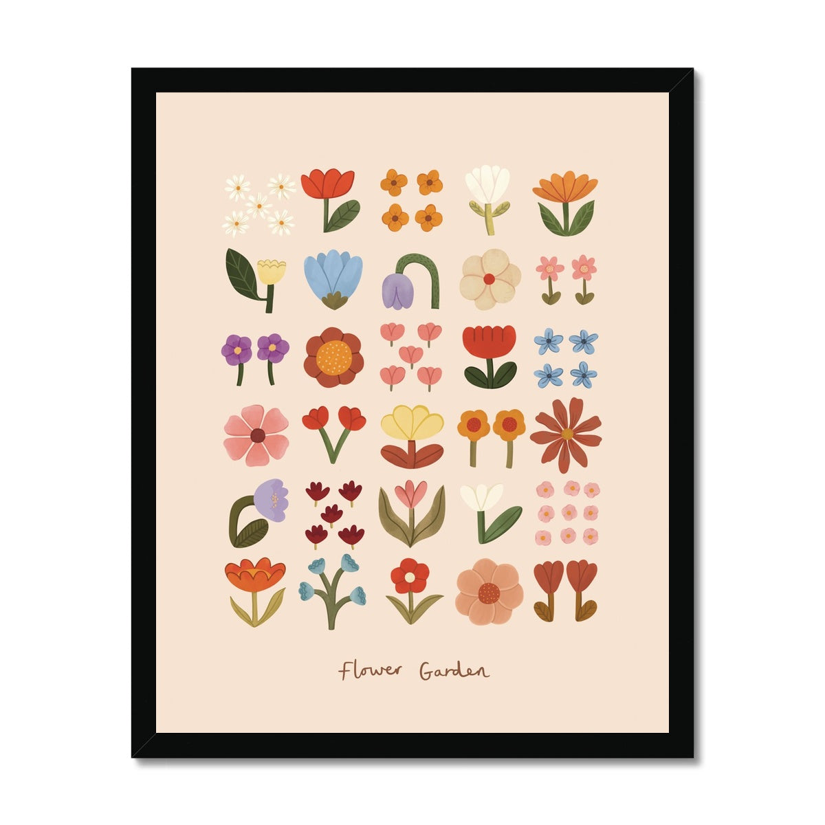 Flower Garden in soft pink / Framed Print