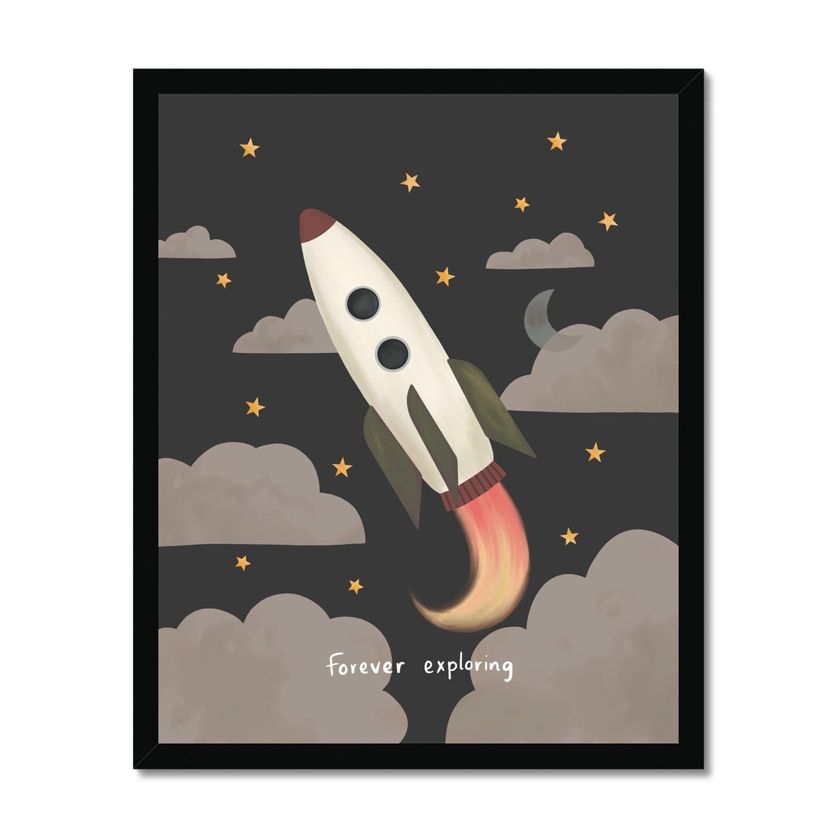 Forever Exploring in black / Framed Print