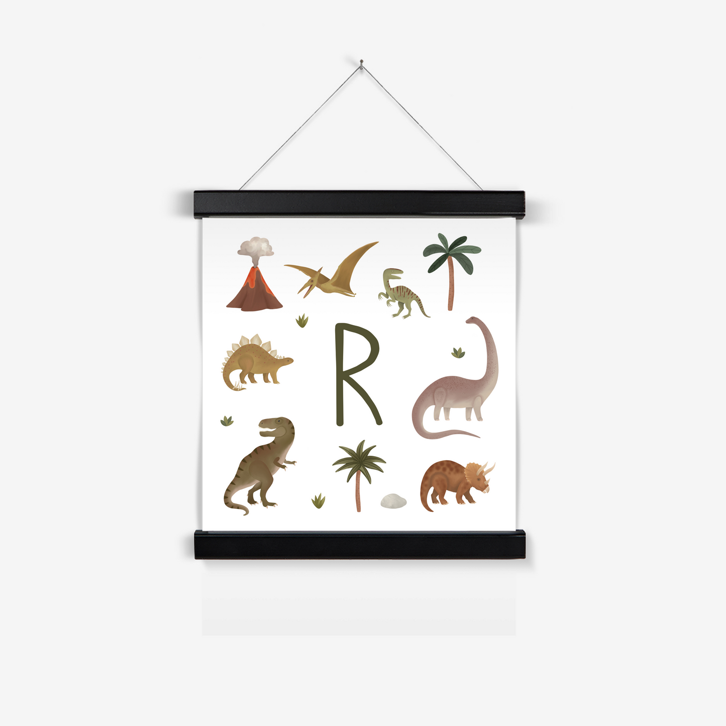Personalised Dinosaur in white / Print with Hanger