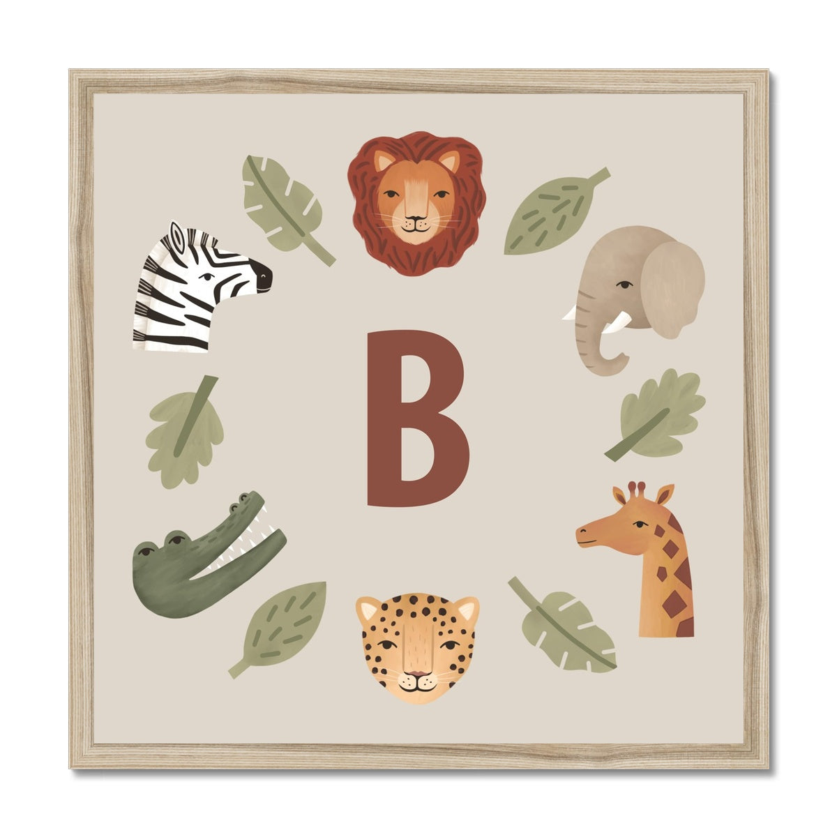 Personalised Animal Safari in stone / Framed Print