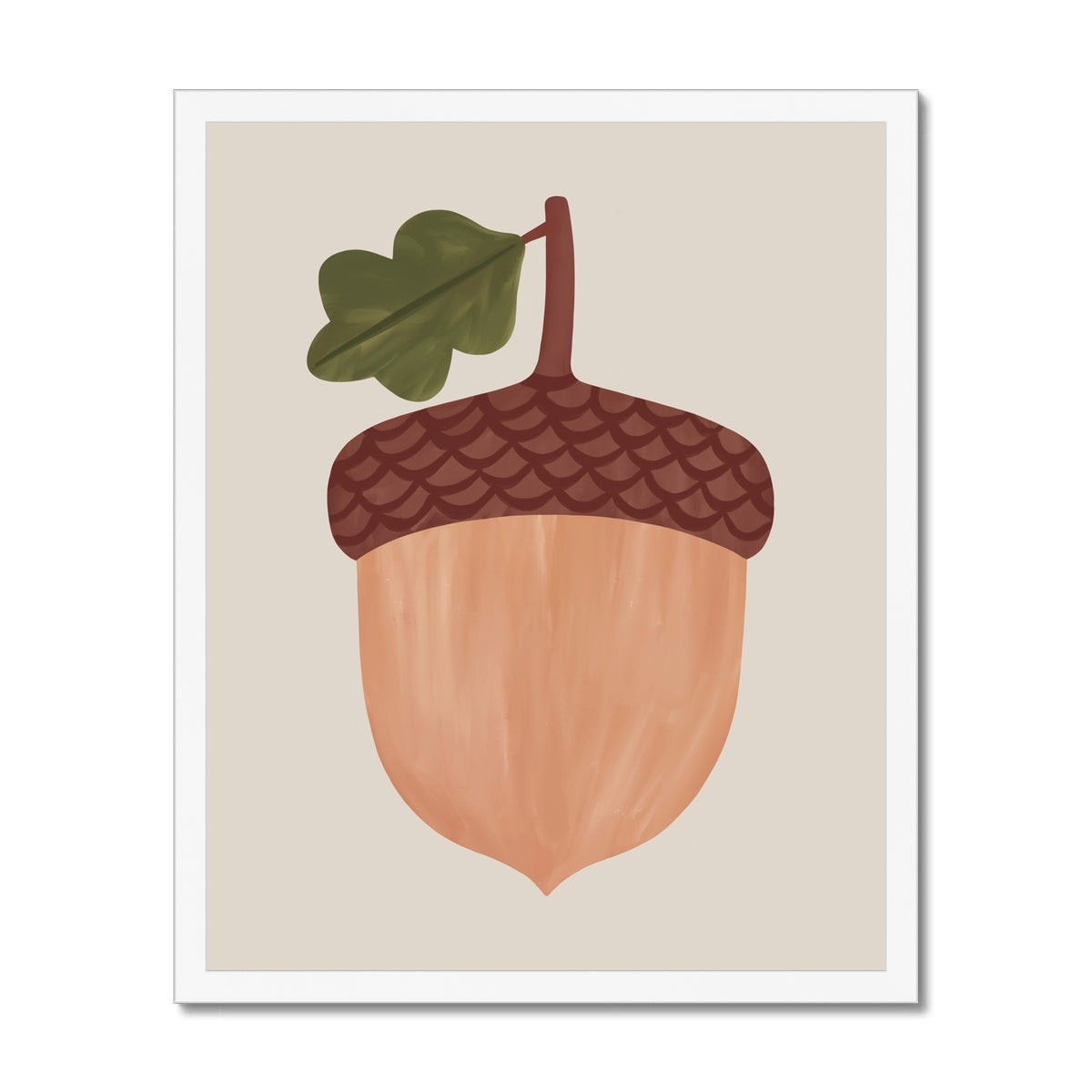 Acorn in stone / Framed Print
