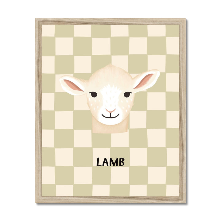 Lamb check in sage / Framed Print