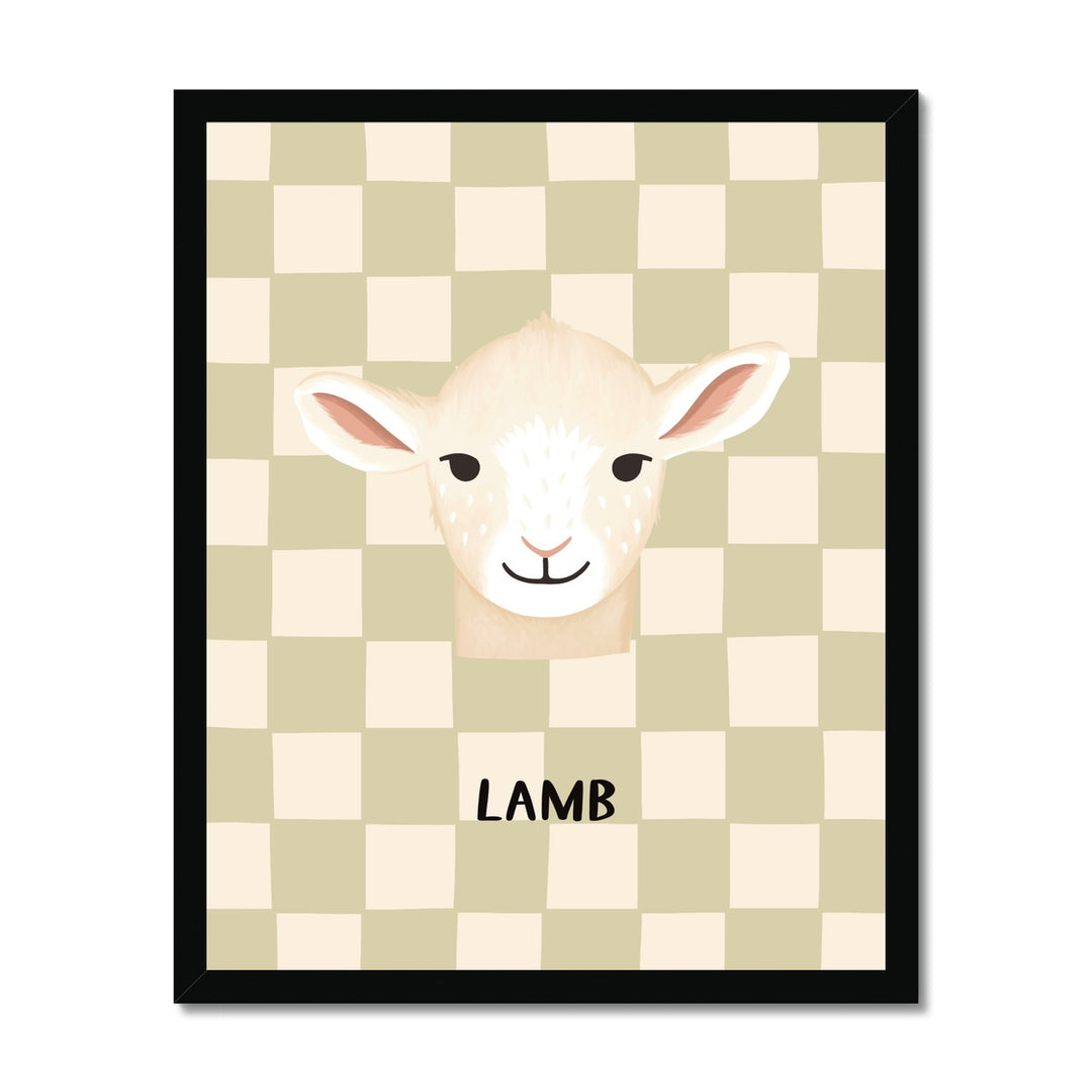 Lamb check in sage / Framed Print