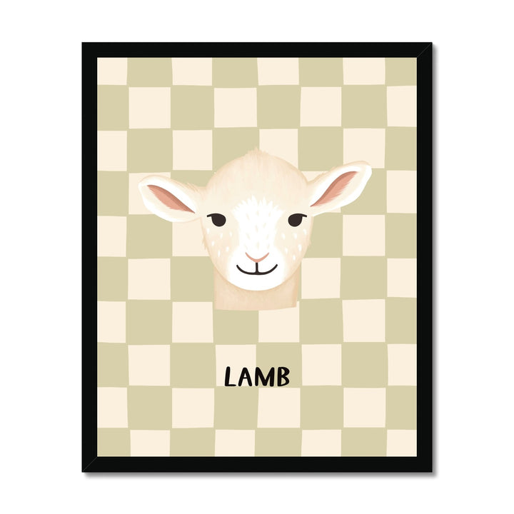 Lamb check in sage / Framed Print