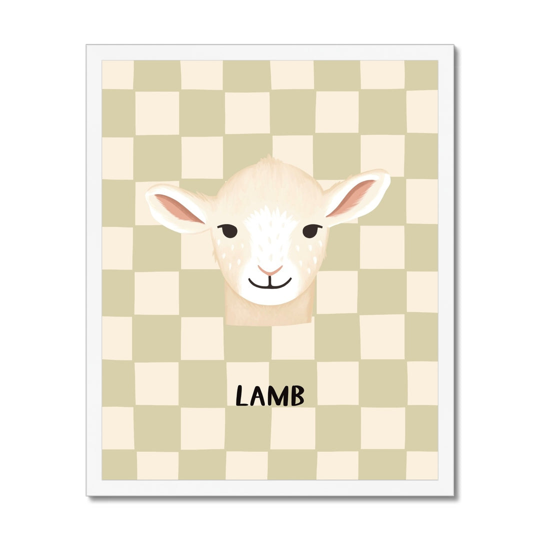 Lamb check in sage / Framed Print