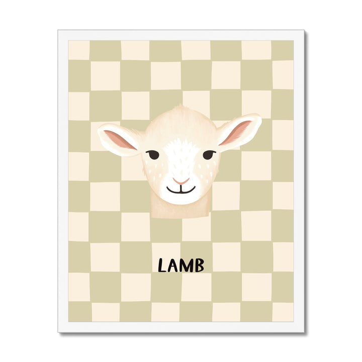 Lamb check in sage / Framed Print