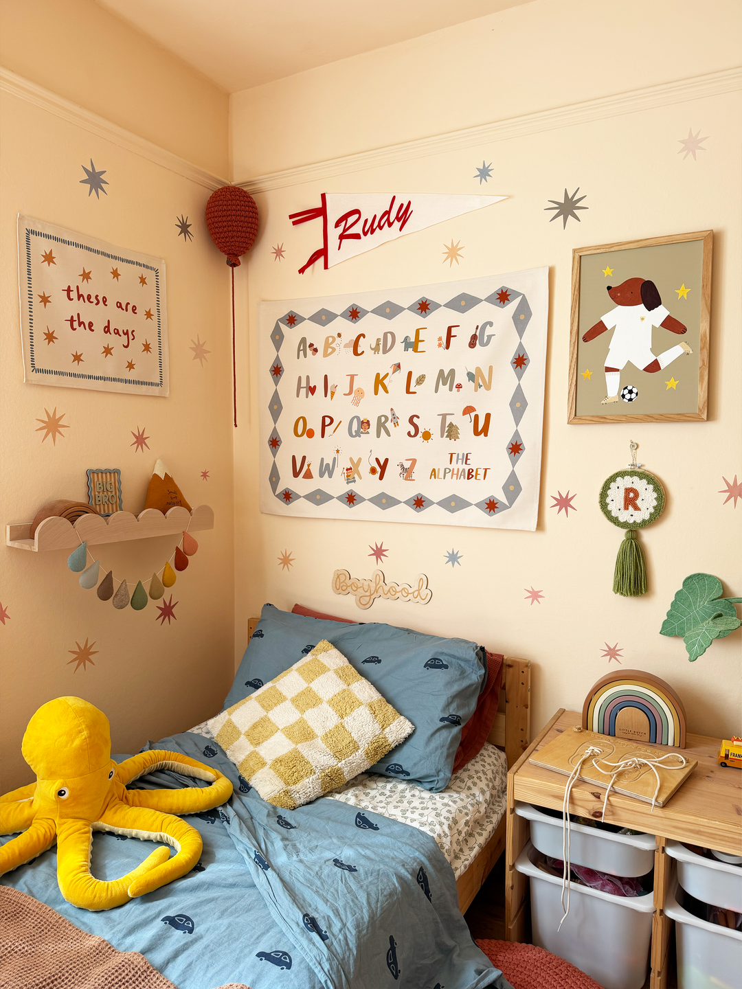 Alphabet Wall Hanging with Blue Border (Large)