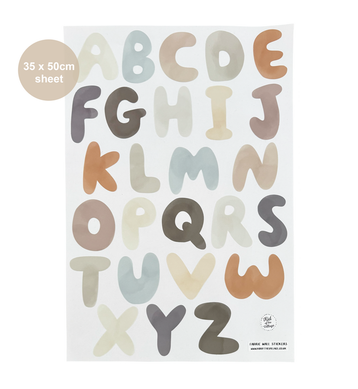 Alphabet in Stone & Sea / Fabric Wall Stickers