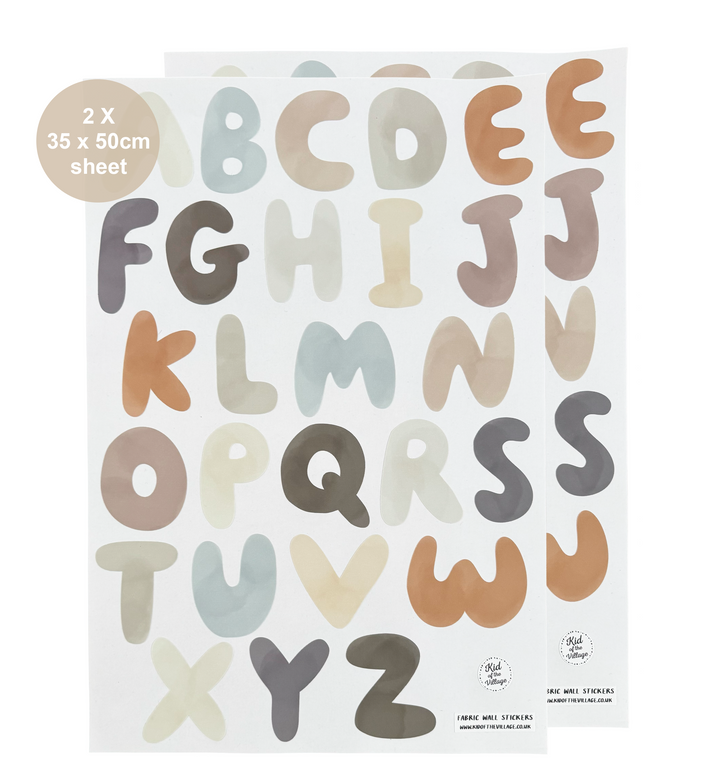Alphabet in Stone & Sea / Fabric Wall Stickers