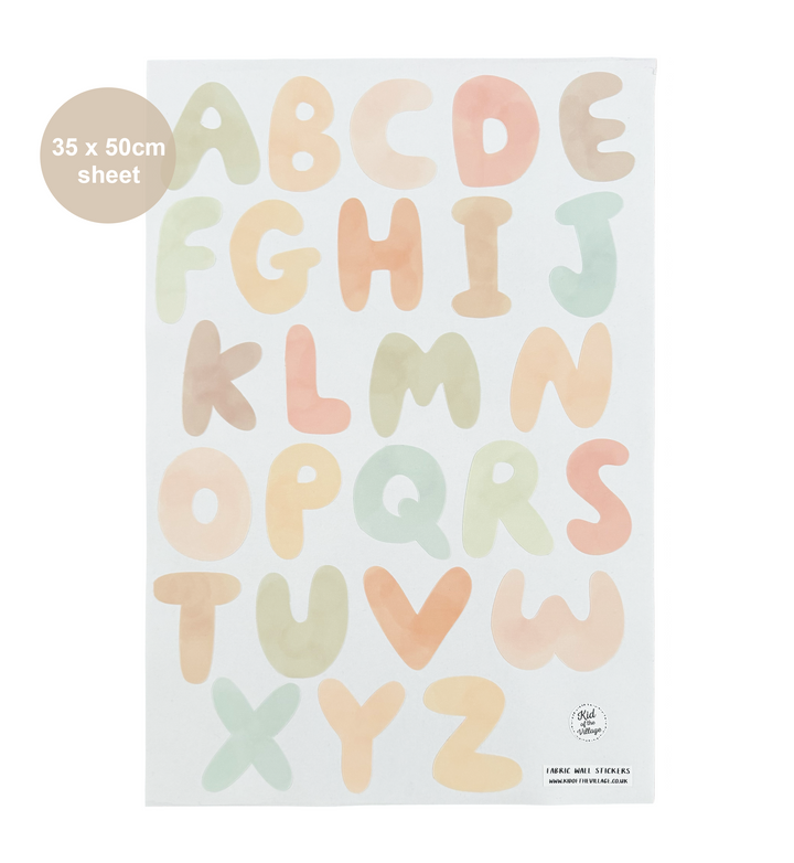 Alphabet in Spring Pastels / Fabric Wall Stickers