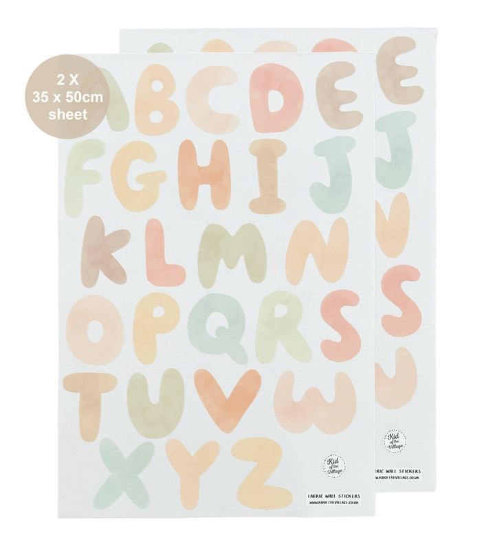 Alphabet in Spring Pastels / Fabric Wall Stickers
