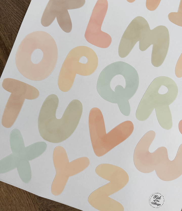 Alphabet in Spring Pastels / Fabric Wall Stickers