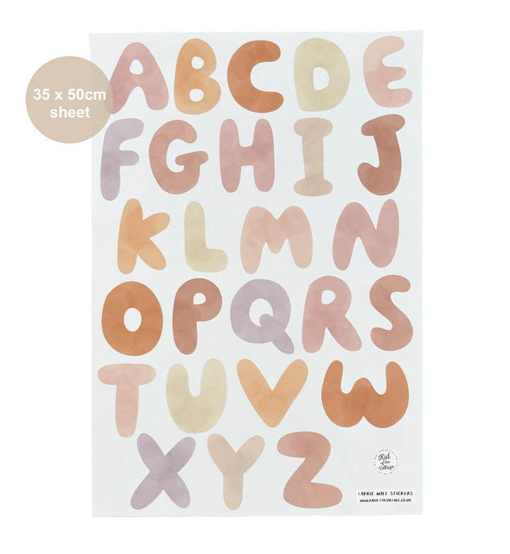 Alphabet in Warm Bloom / Fabric Wall Stickers