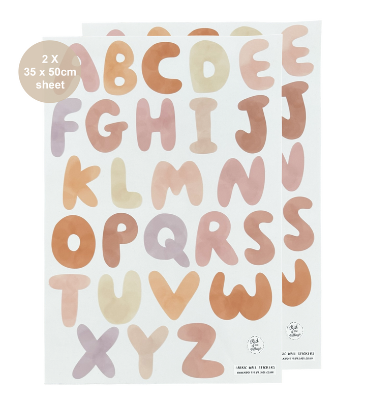Alphabet in Warm Bloom / Fabric Wall Stickers