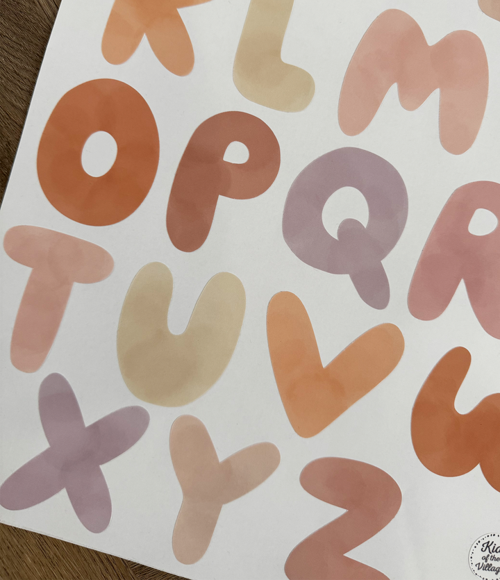 Alphabet in Warm Bloom / Fabric Wall Stickers