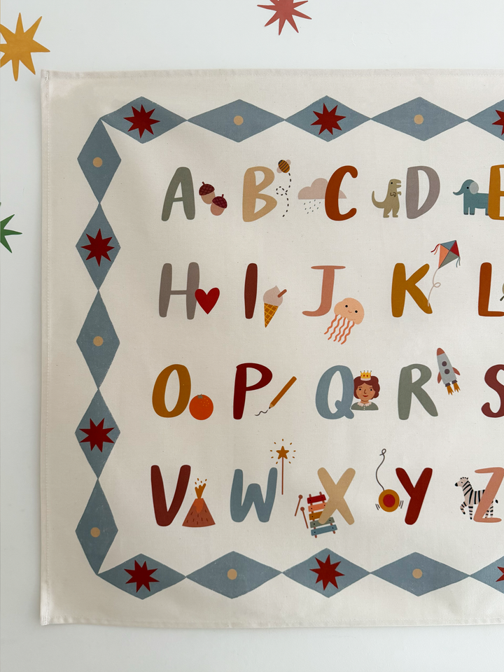 Alphabet Wall Hanging with Blue Border (Large)