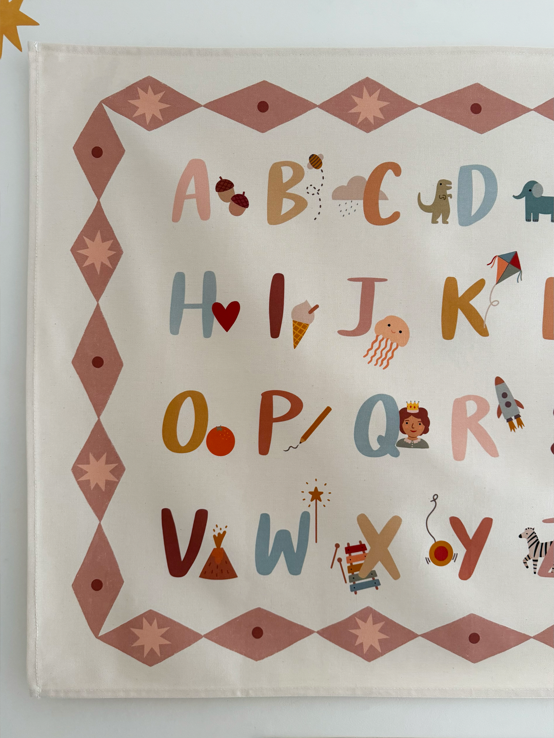 Alphabet Wall Hanging with Pink Border (Large)