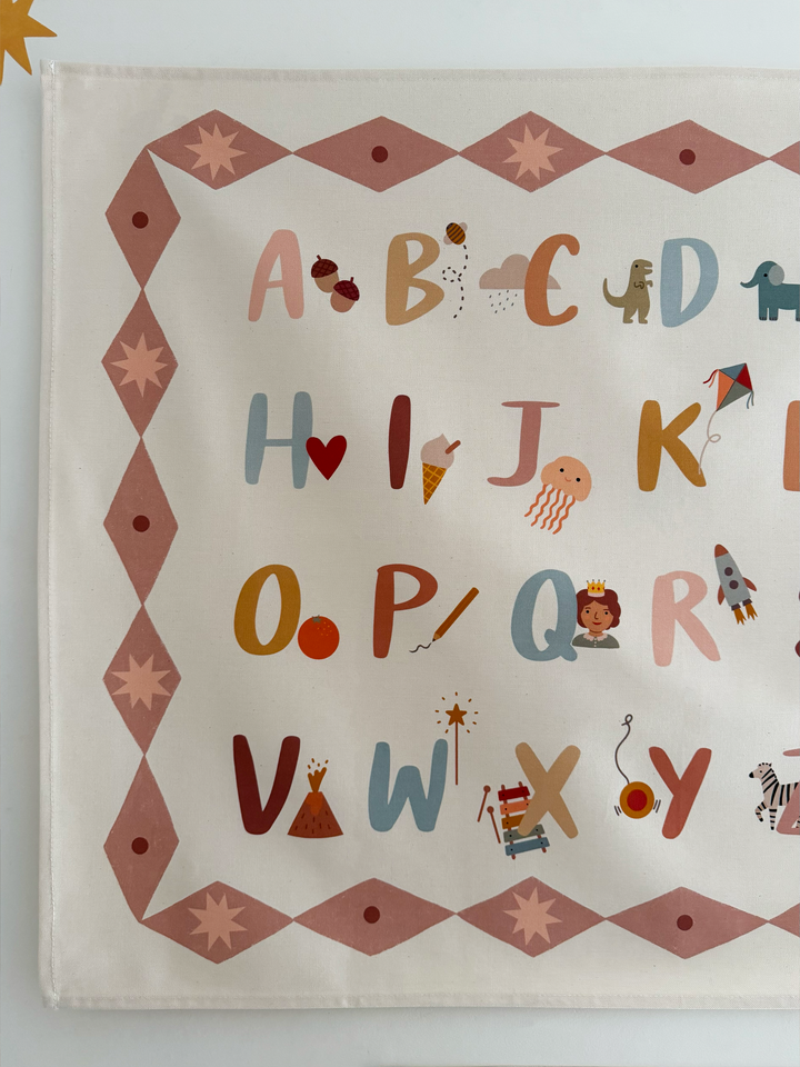 Alphabet Wall Hanging with Pink Border (Large)