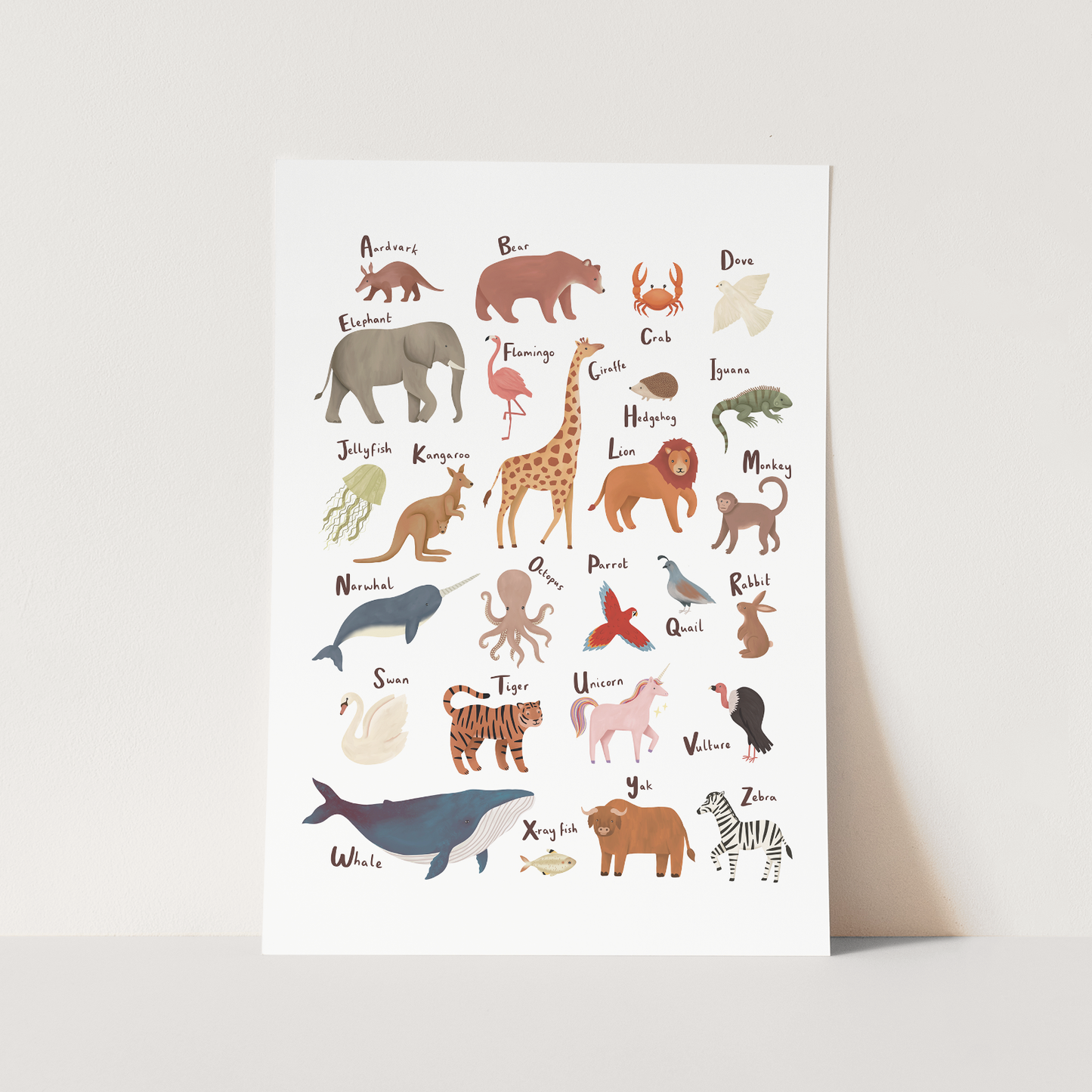 Animal Alphabet in white / Fine Art Print