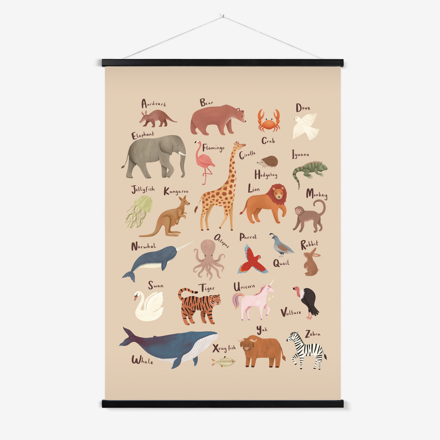 Animal Alphabet in peach / Print with Hanger