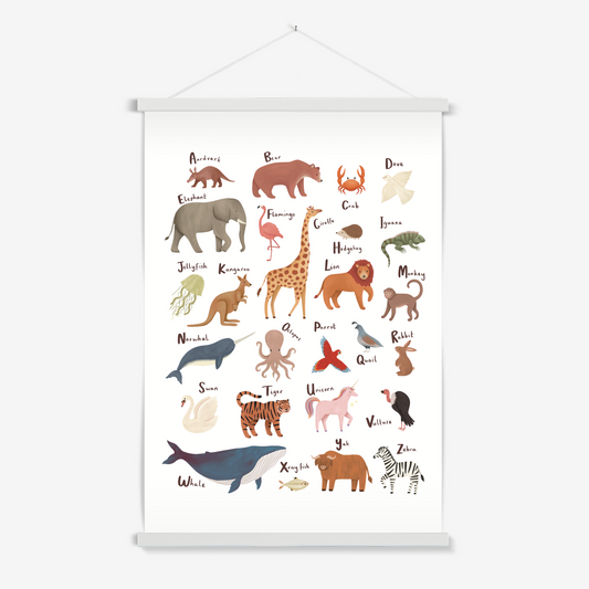 Animal Alphabet in white / Print with Hanger