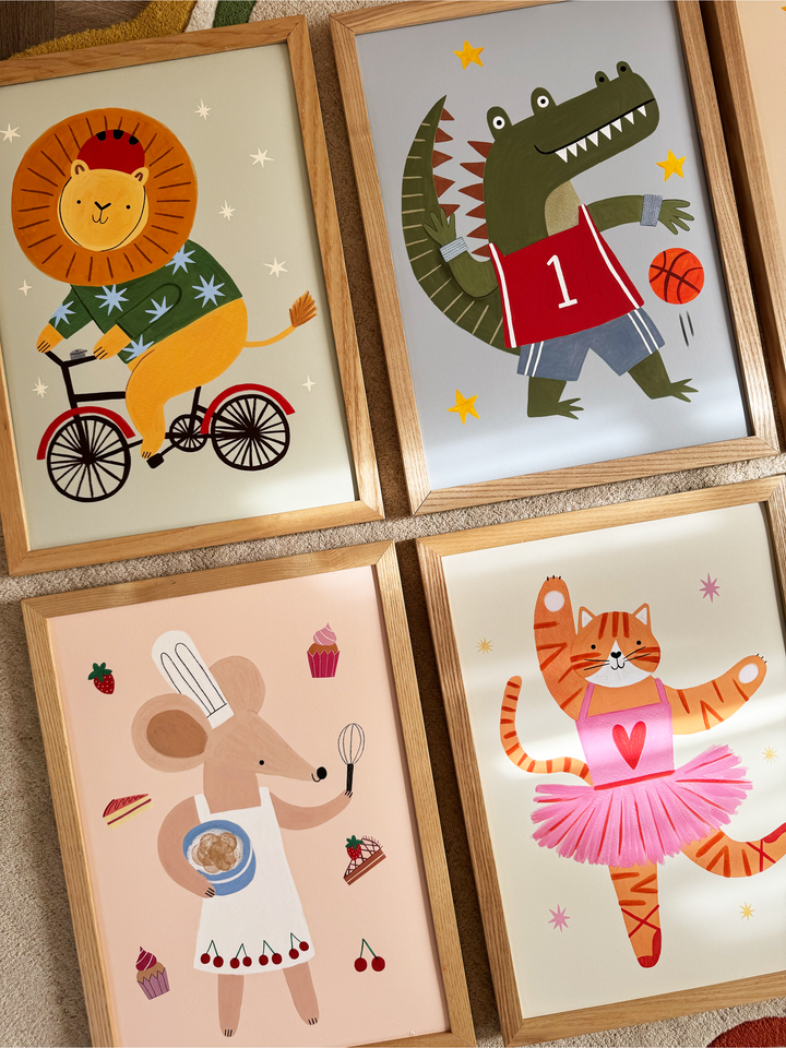 Cycling Lion in sage / Fine Art Print