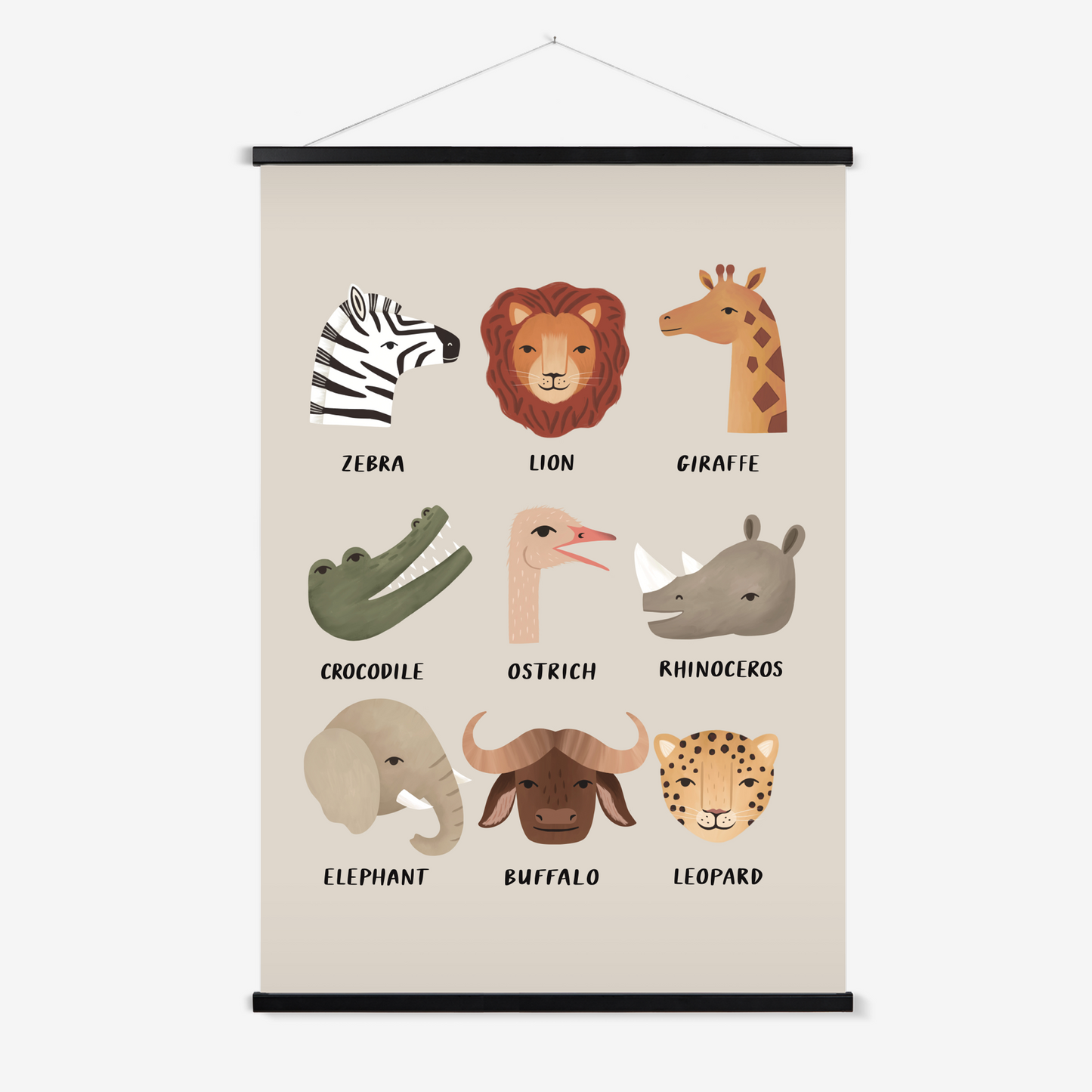 Animal Safari in stone / Print with Hanger