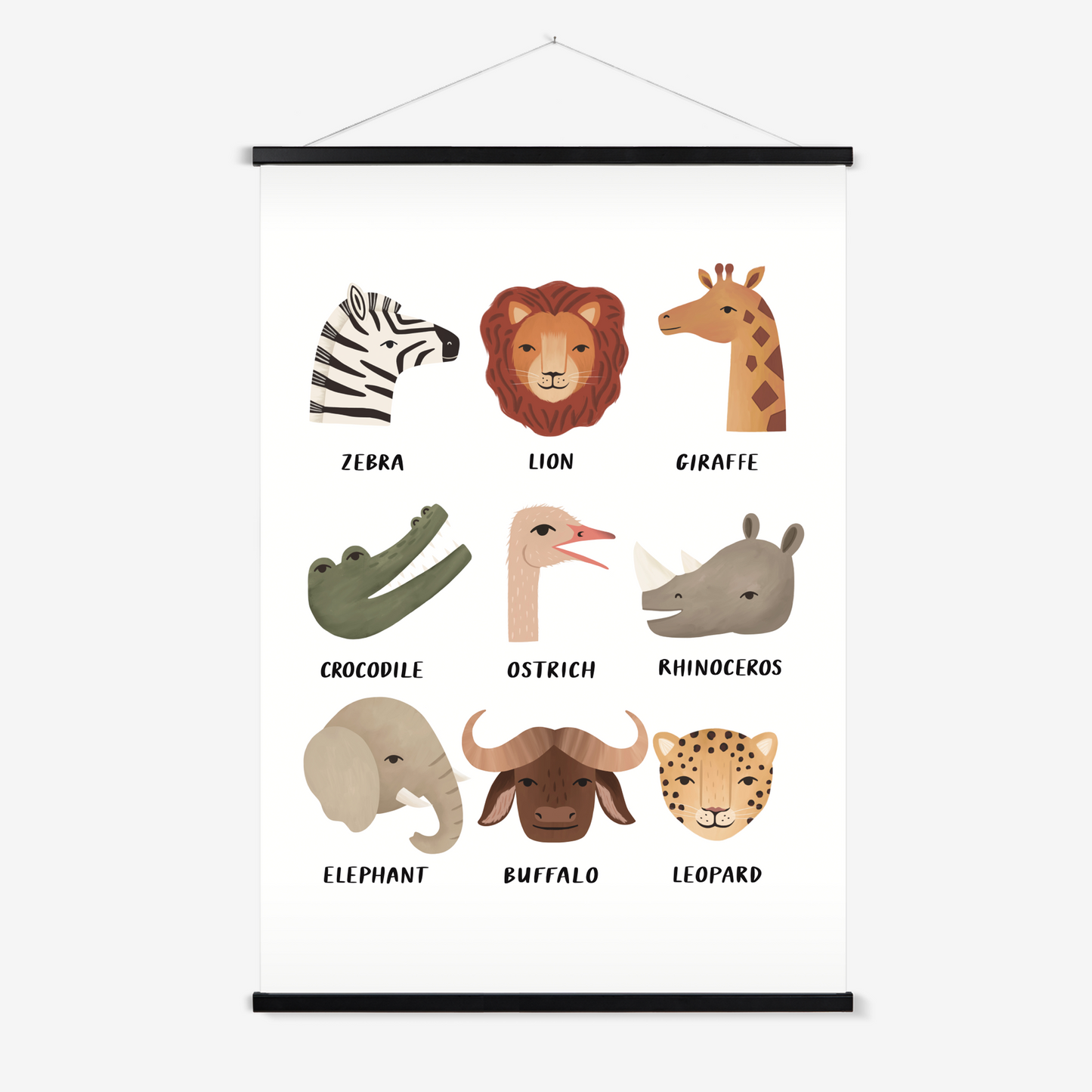 Animal Safari in white / Print with Hanger