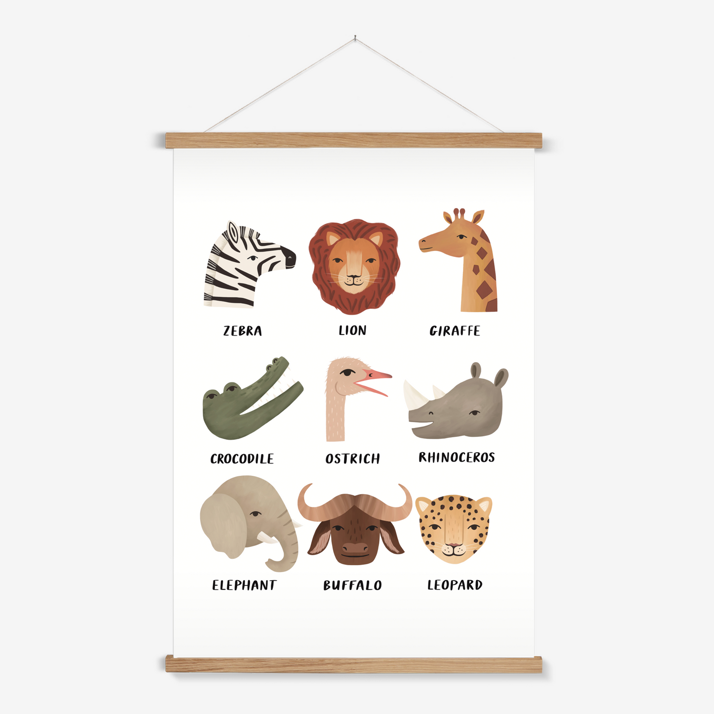 Animal Safari in white / Print with Hanger