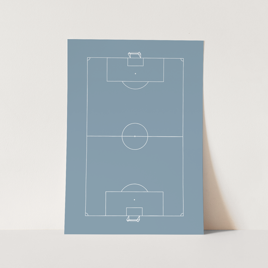Football in pitch in blue / Fine Art Print