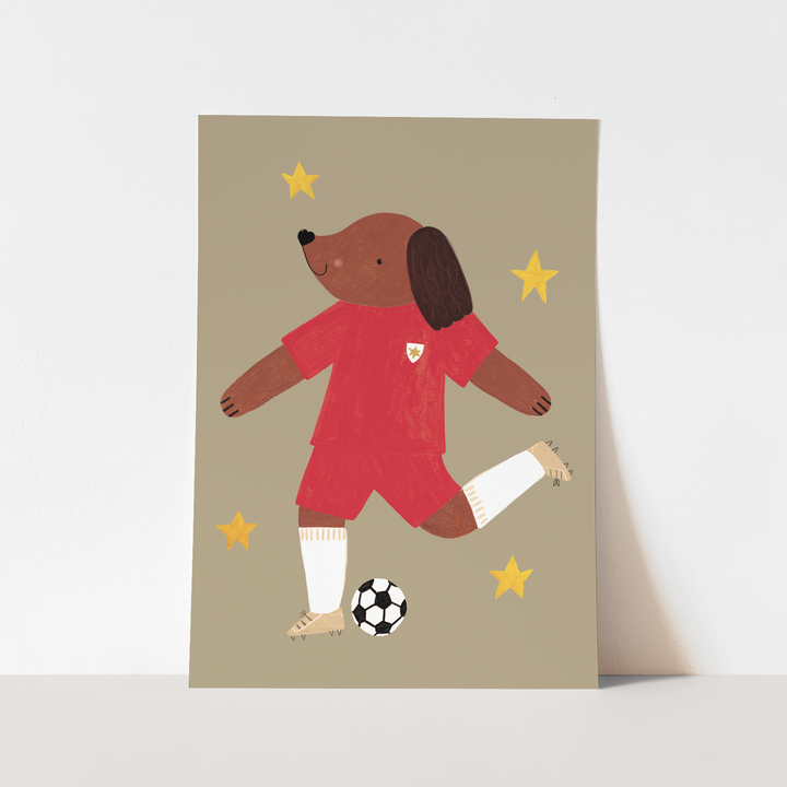 Footie Pup in red / Fine Art Print