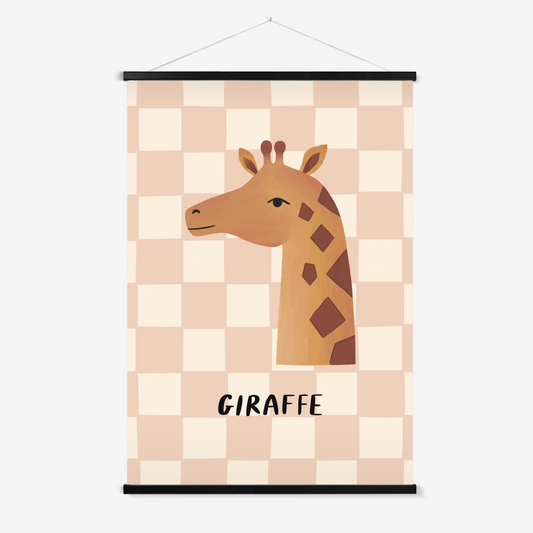 Giraffe check in pink / Print with Hanger