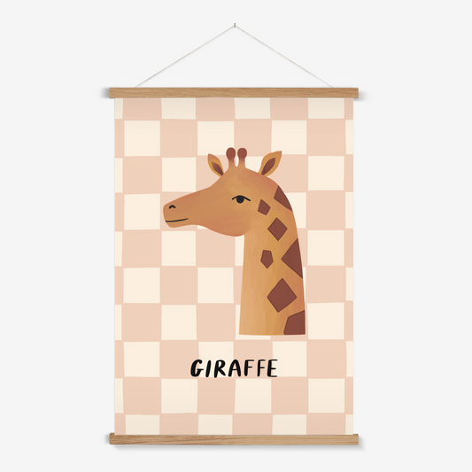 Giraffe check in pink / Print with Hanger