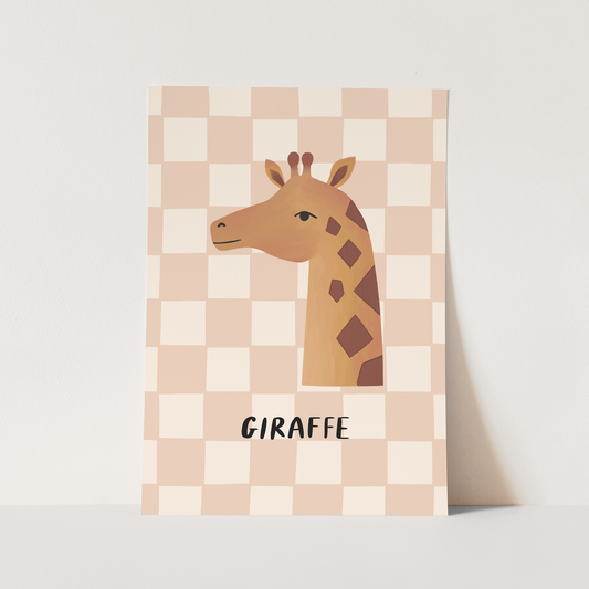 Giraffe check in pink / Fine Art Print
