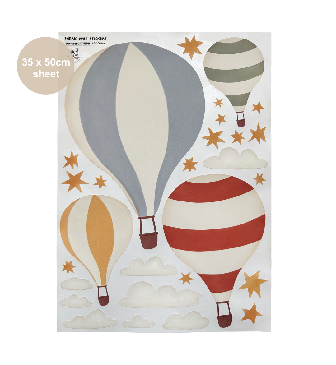 Hot Air Balloons - Bright / Fabric Wall Stickers