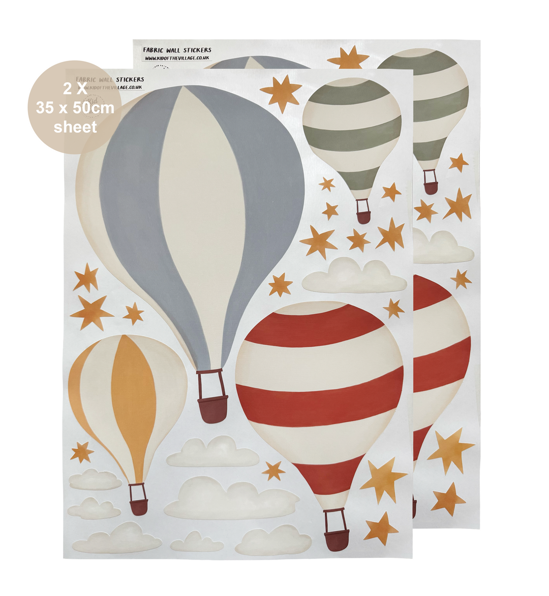Hot Air Balloons - Bright / Fabric Wall Stickers