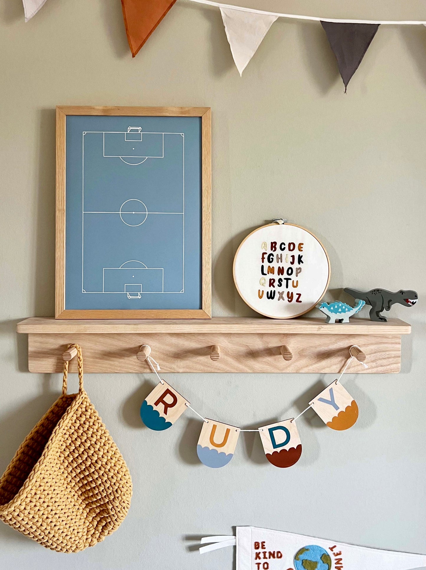 Football in pitch in blue / Framed Print