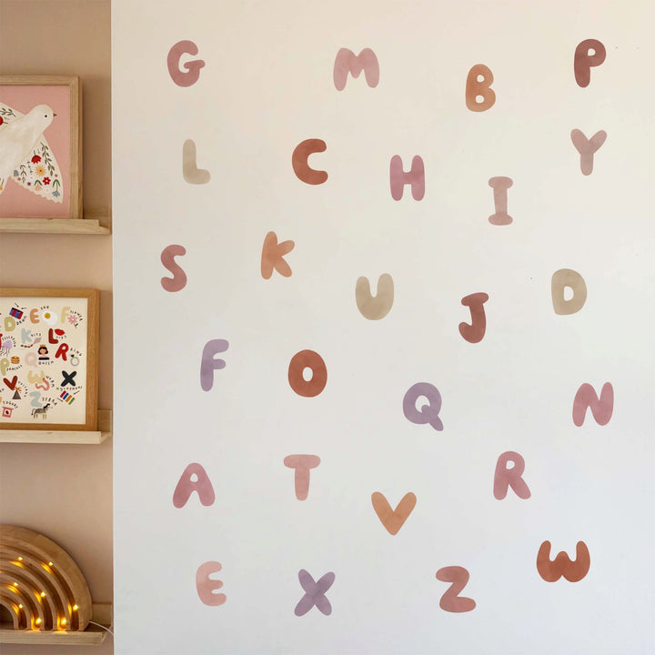 Alphabet in Warm Bloom / Fabric Wall Stickers