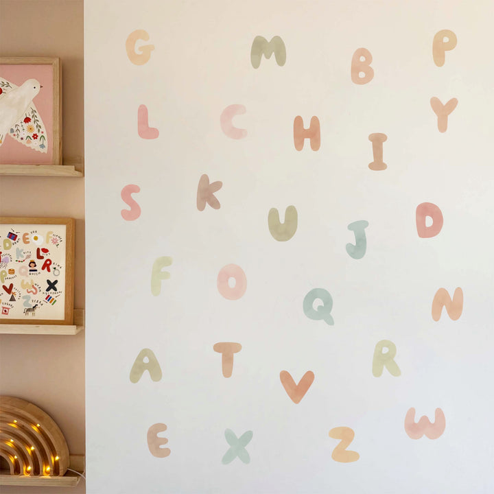 Alphabet in Spring Pastels / Fabric Wall Stickers