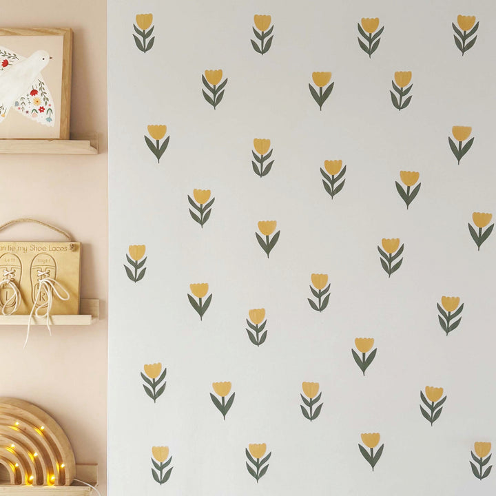 Yellow Tulips / Fabric Wall Stickers