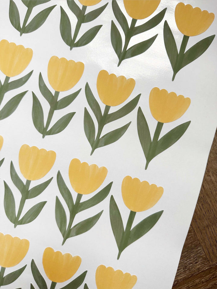 Yellow Tulips / Fabric Wall Stickers