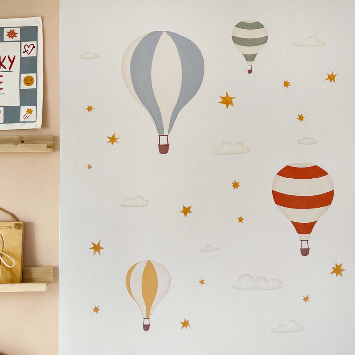 Hot Air Balloons - Bright / Fabric Wall Stickers
