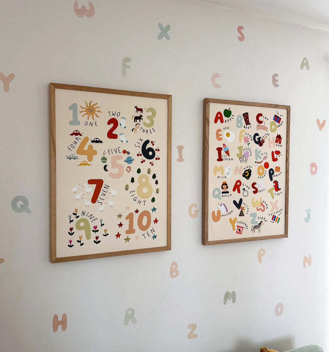 Alphabet in Spring Pastels / Fabric Wall Stickers