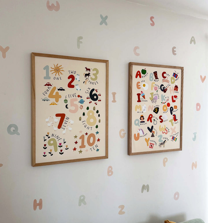 Alphabet in Spring Pastels / Fabric Wall Stickers